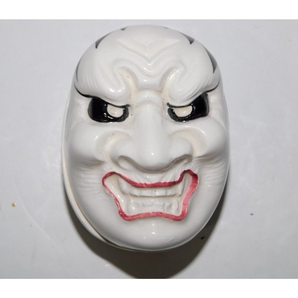 VTG Taste Setter By Sigma Japan Kabuki mask Angry Face White  3" Trinket Box - Picture 6 of 6
